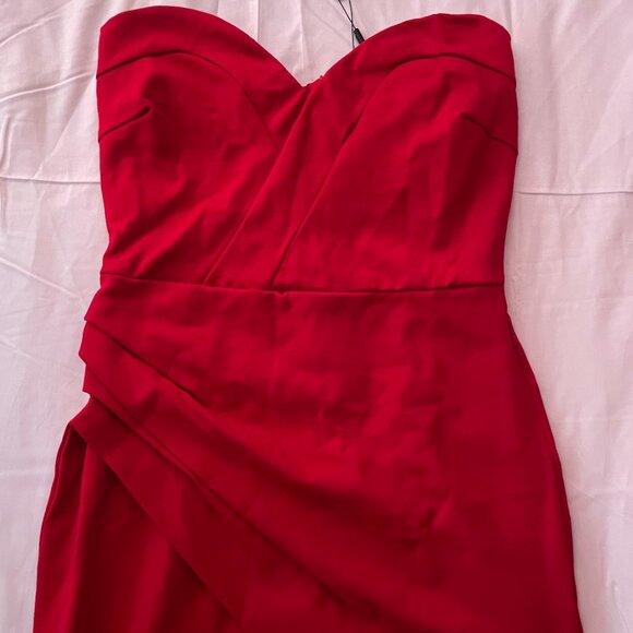 Fashion Nova Red Heart-Shaped Strapless Dress with slit - Picture 1 of 5
